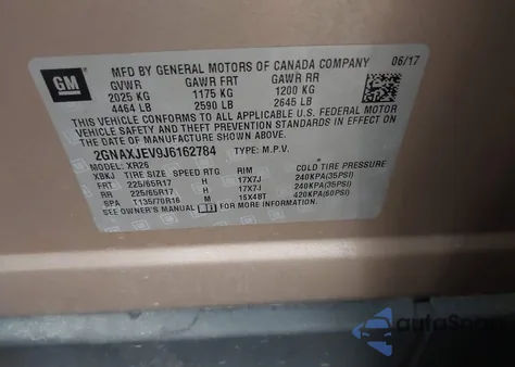 2018 Chevrolet Equinox Lt z USA, uszkodzony, nr VIN 2GNAXJEV9J6162784